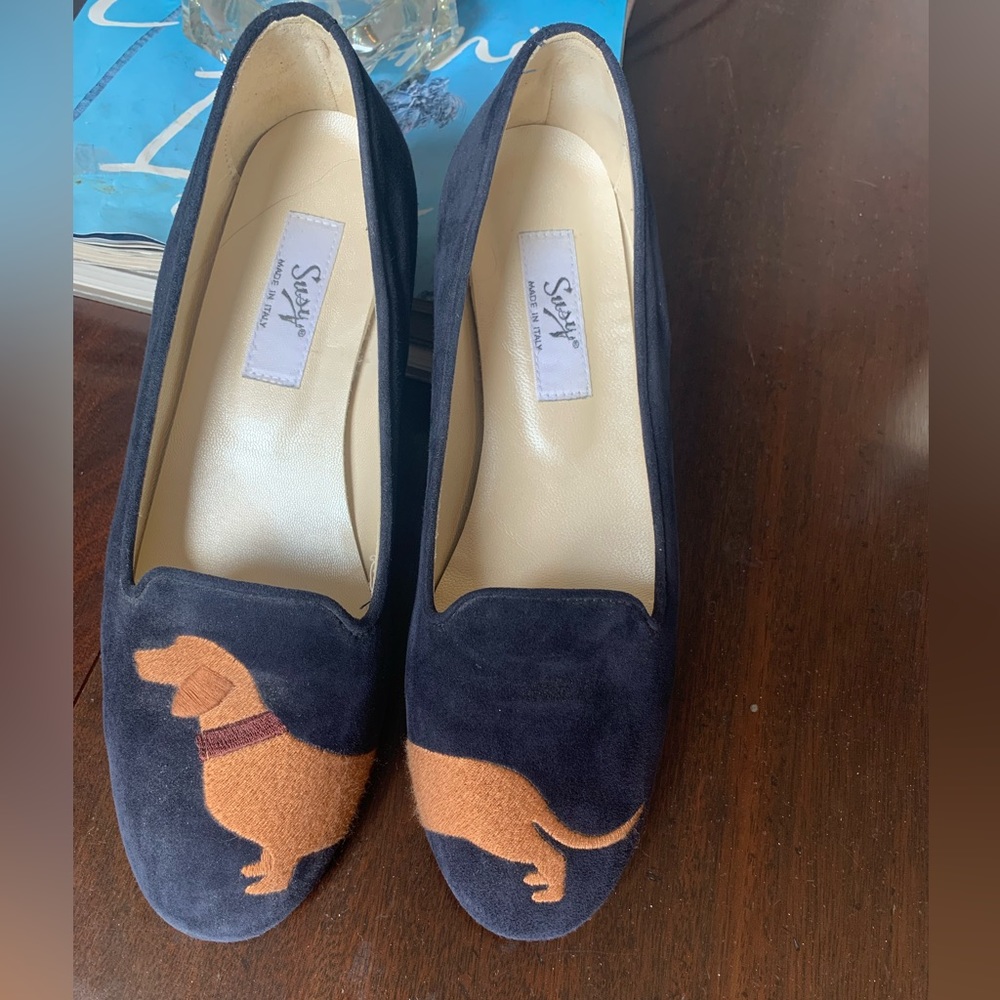 Suede and Embroidered Flats- size 38